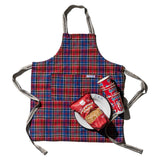 RECYCLE COTTON CHECK APRON / Red x Blue