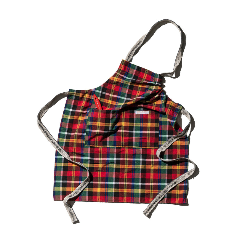 Recycle Cotton Check Apron / Red x Green