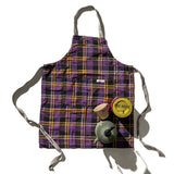 RECYCLE COTTON CHECK APRON / Purple Mix