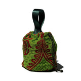 JACQUARD FABRIC DRAWSTRING BAG / Green