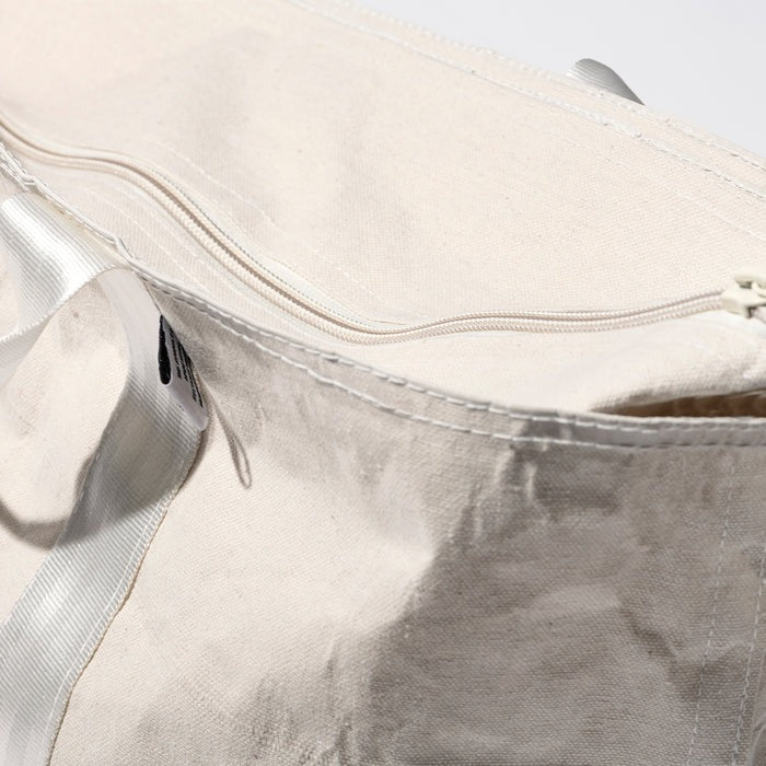 LAMINATED FABRIC x VINTAGE FABRIC BAG / 40 x 35