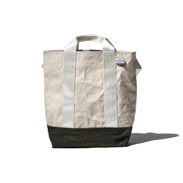 LAMINATED FABRIC x VINTAGE FABRIC BAG / 40 x 35