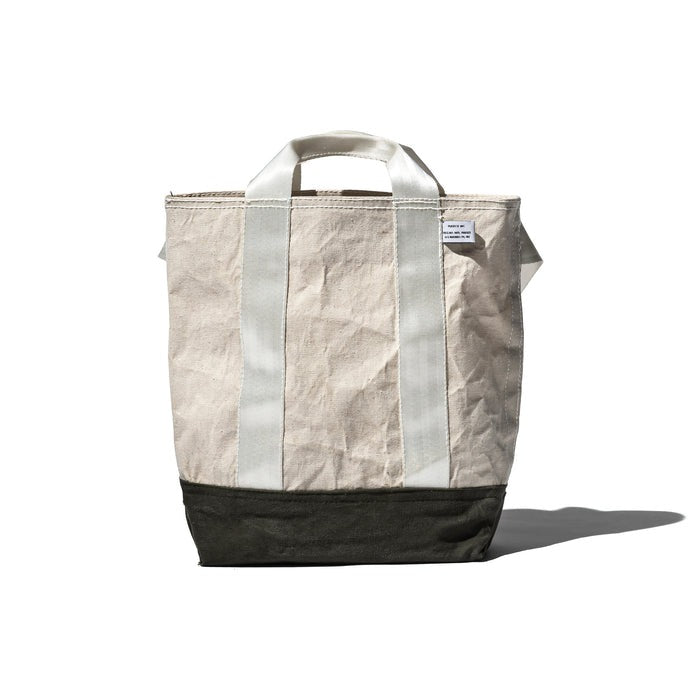 LAMINATED FABRIC x VINTAGE FABRIC BAG / 40 x 35