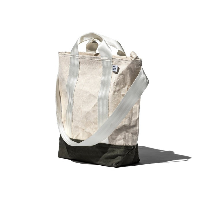 LAMINATED FABRIC x VINTAGE FABRIC BAG / 40 x 35