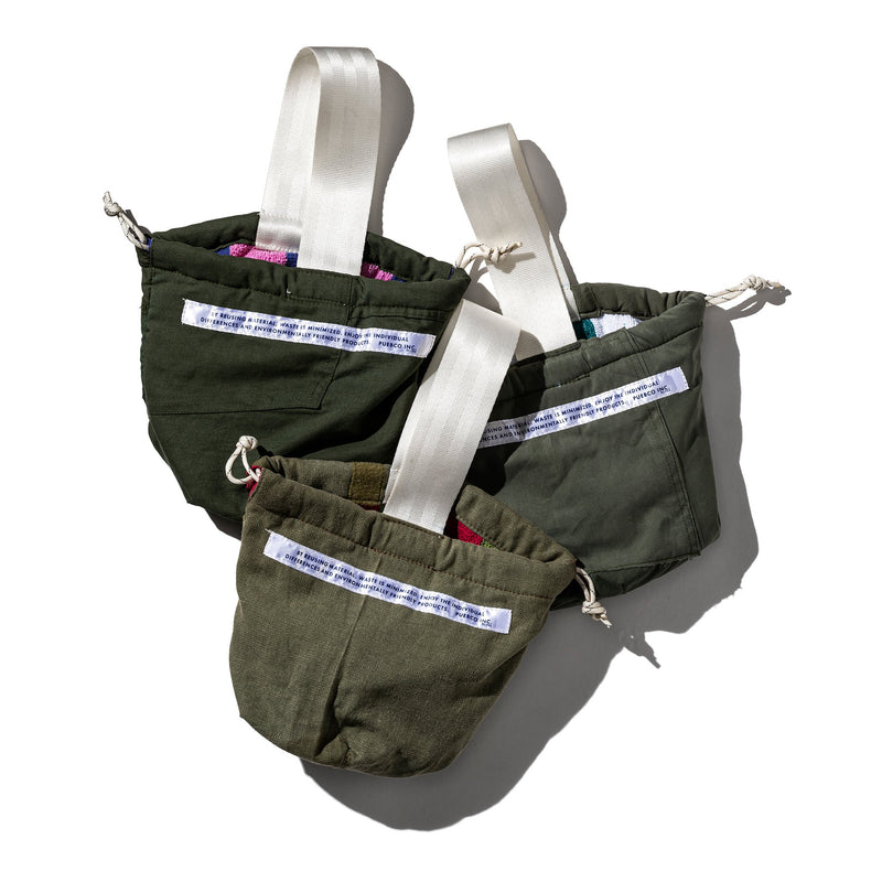 VINTAGE JUMPSUIT FABRIC DRAWSTRING BAG