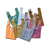 SCHOOL TIE FABRIC SMALL BAG / Green x Light Blue
