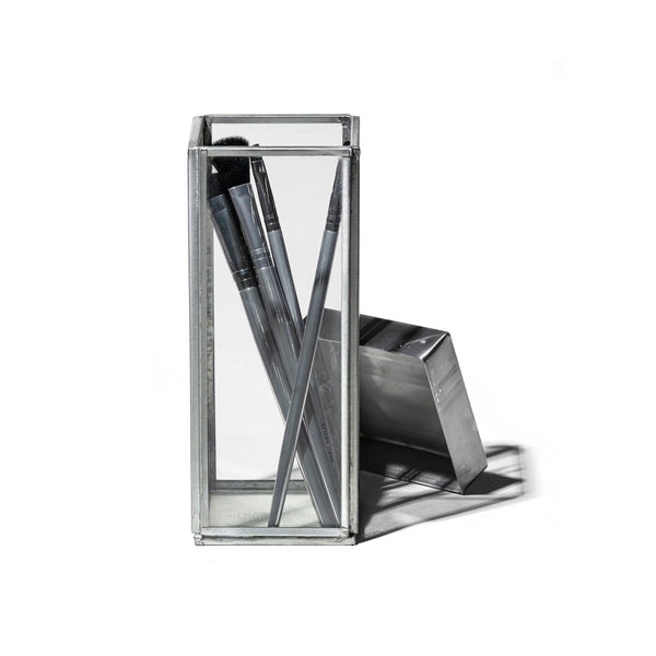 GLASS BOX WITH RECYCLE STEEL LID / Pen Stand